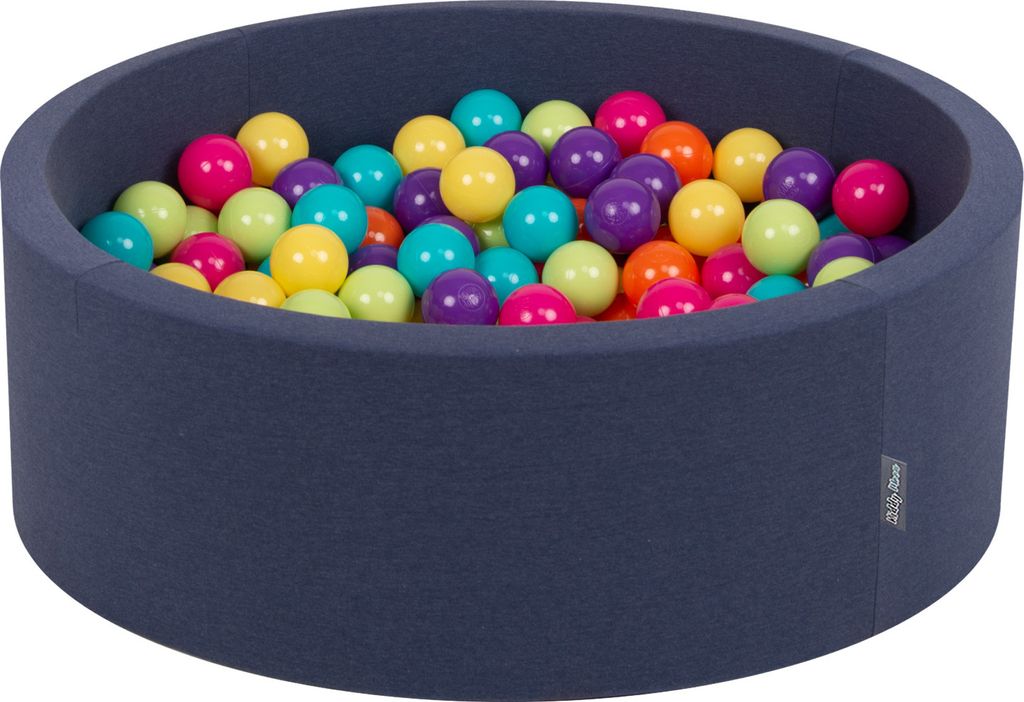 KiddyMoon Bällebad 90x30cm 200 Bälle ∅7cm Rund Bällepool Mit Bunten Bällen Für Babys Und Kinder