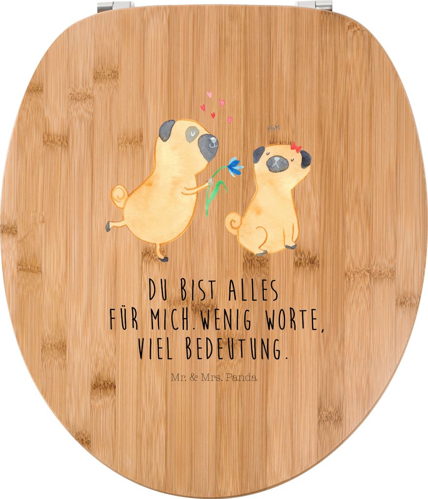 Mr. & Mrs. Panda Klodeckel Mops Verliebt - Transparent - Geschenk, Sprüche, WC-Sitz, WC Brille, Klo-Deckel, Sitz, Partner, Pure Liebe, Knuffig, Hu...