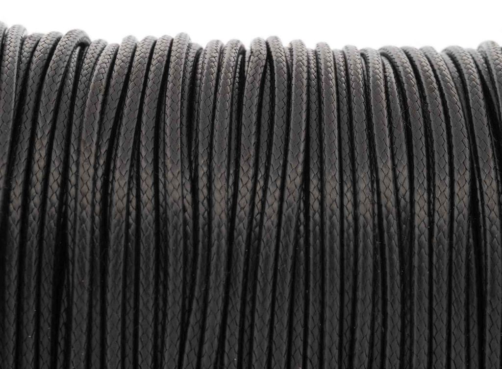 Vintageparts Polyesterkordel Gewachst Schwarz 2mm Produktbild 