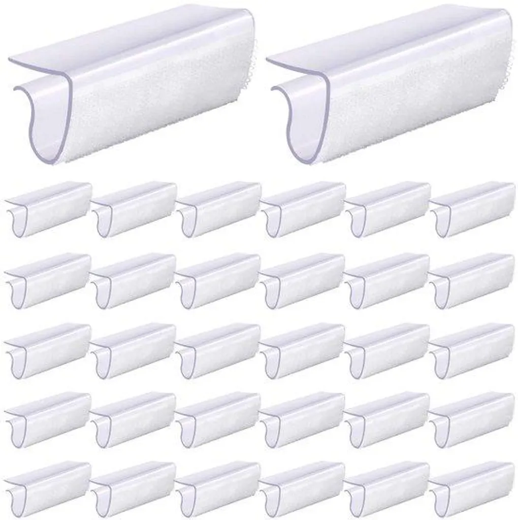 Pinces adhésives rectangulaires transparentes, lot de 30, format 2,5 cm