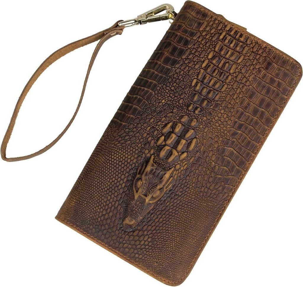 Florida Deal * Alligator Clutch XL Geldbörse Echtleder aus Rind Tasche Handmade Krokodil-Prägung