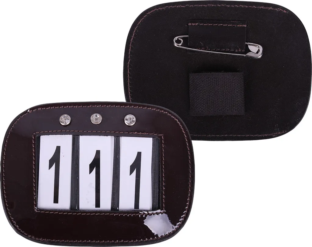 Porte-numéro QHP marron pour concours hippique et saut d'obstacles