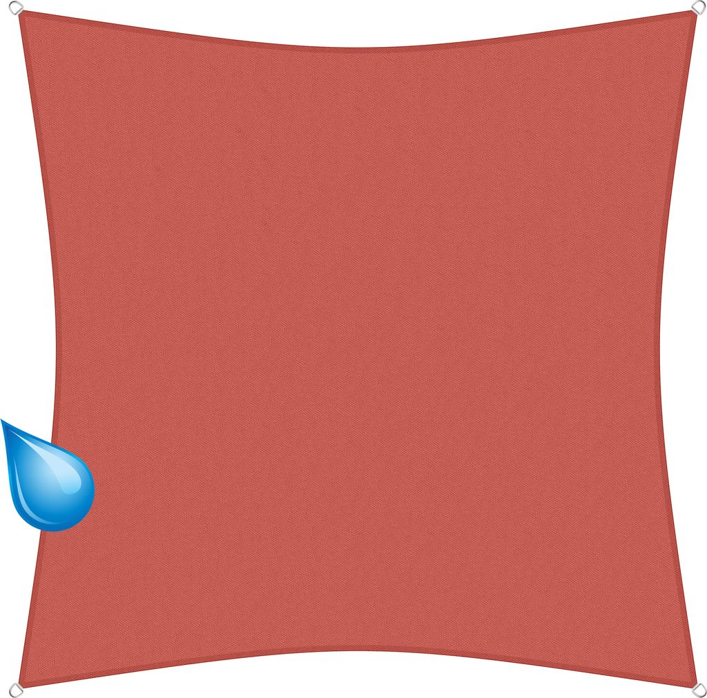 sunprotect 83257 wasserabweisend Sonnensegel Hydro, 3,6 x 3,6 m, Quadrat, wasserabweisend, rost-rot