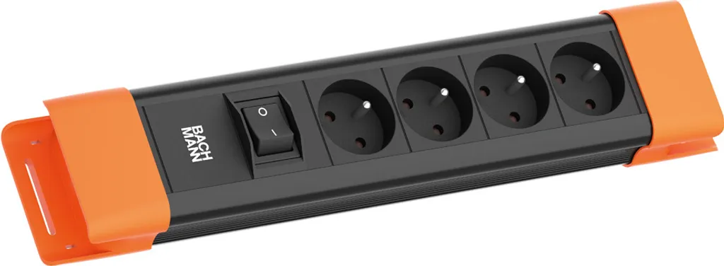 Bloc multiprise 4 prises avec interrupteur et câble 2m BACHMANN Orange
