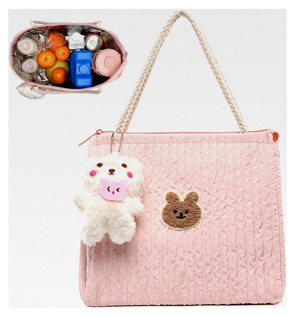 Wickeltaschen für Babys, großes Volumen, Hasen-Stickerei, multifunktionale Aufbewahrung für Flaschen, Feuchttücher und Spielzeug