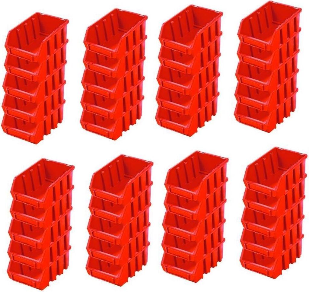 SuperSparSet 40x Sichtlagerbox 2 | HxBxT 7,5x11,6x16,1cm | Polypropylen | Rot