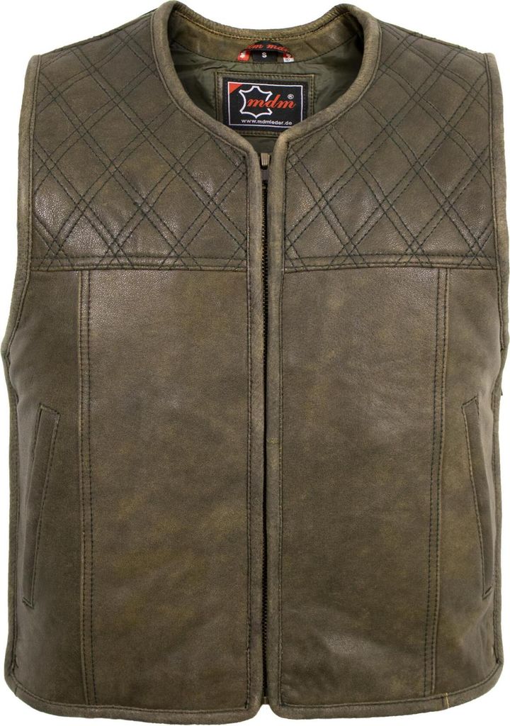 MDM Herren Lederweste Hunter Club - Echt Rindsleder Mit Croco-Prägung
