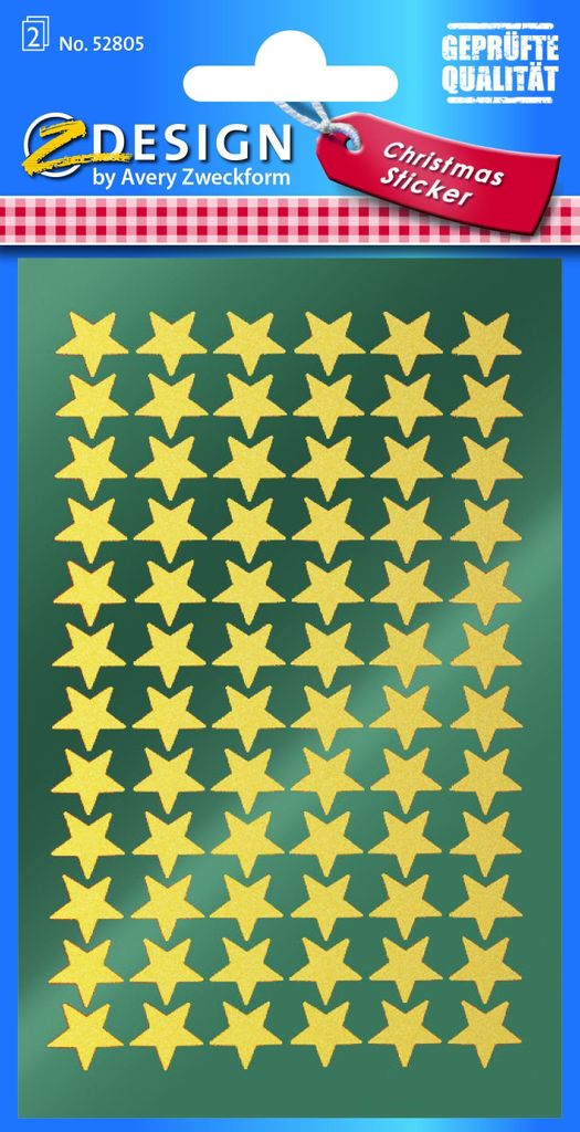 AVERY Zweckform ZDesign Weihnachts Sticker "Sterne" gold 2 Blatt à 72 Sticker