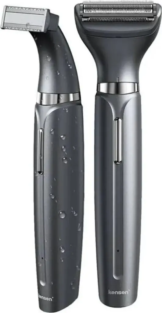 Tondeuse Kensen 2-en-1 Grise - Lames Douces et Double Tête Interchangeable