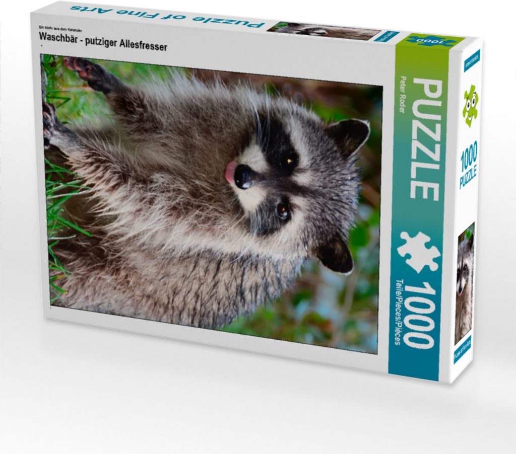 CALVENDO Puzzle Ein Motiv aus dem Kalender Waschbär - putziger Allesfresser | 1000 Teile Lege-Größe 64x48cm Foto-Puzzle für glückliche Stunden