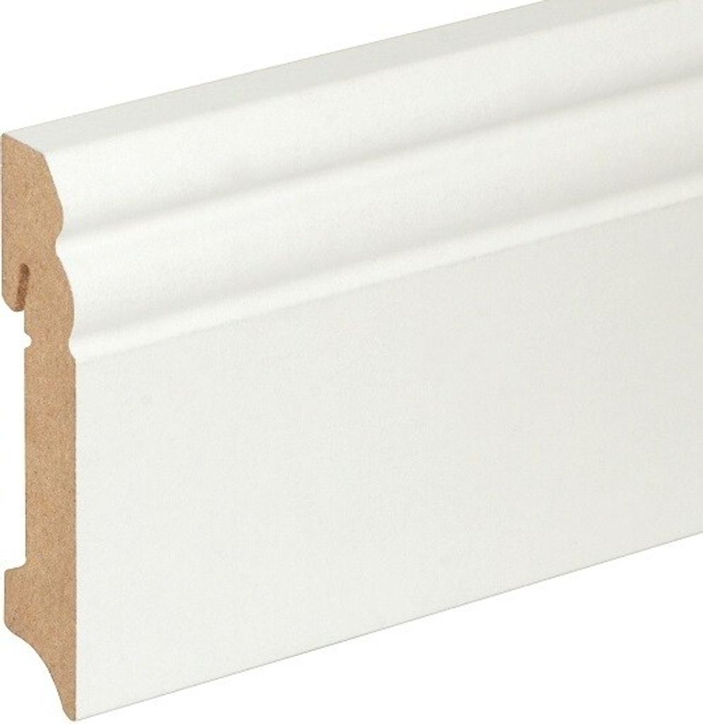 Sockelleiste "Desana" 18 x 90 mm mit Hamburger (Berliner) Profil Finischfolie weiß