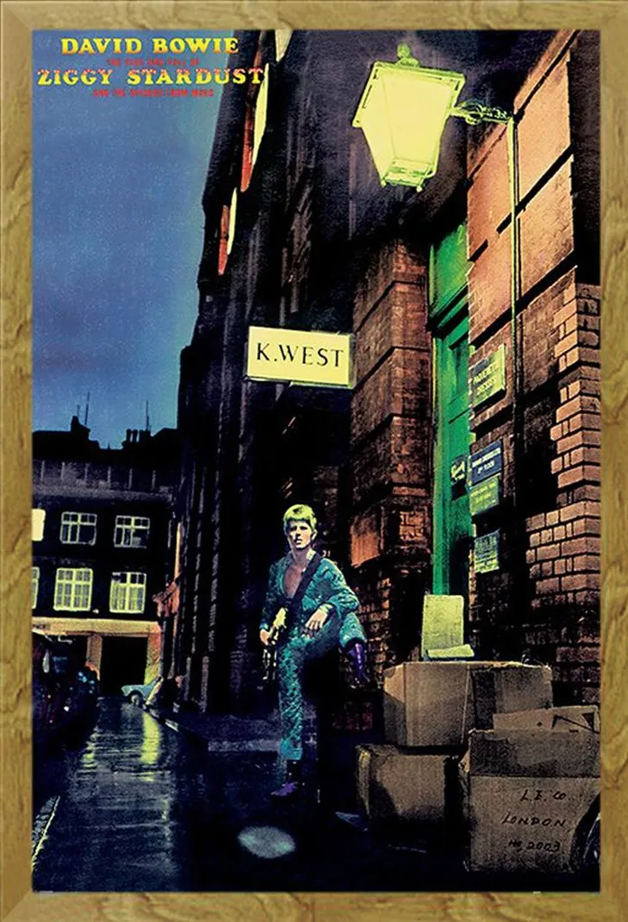 Bowie, David - Poster - Ziggy Stardust + cornice rimovibile, Shinsuke® Maxi MDF oak, disco acrilico
