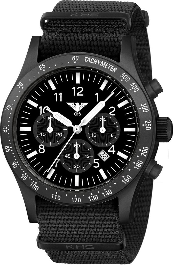 KHS PLABSSC.NB Herrenuhr Platoon Solar Chronograph Natoband Schwarz