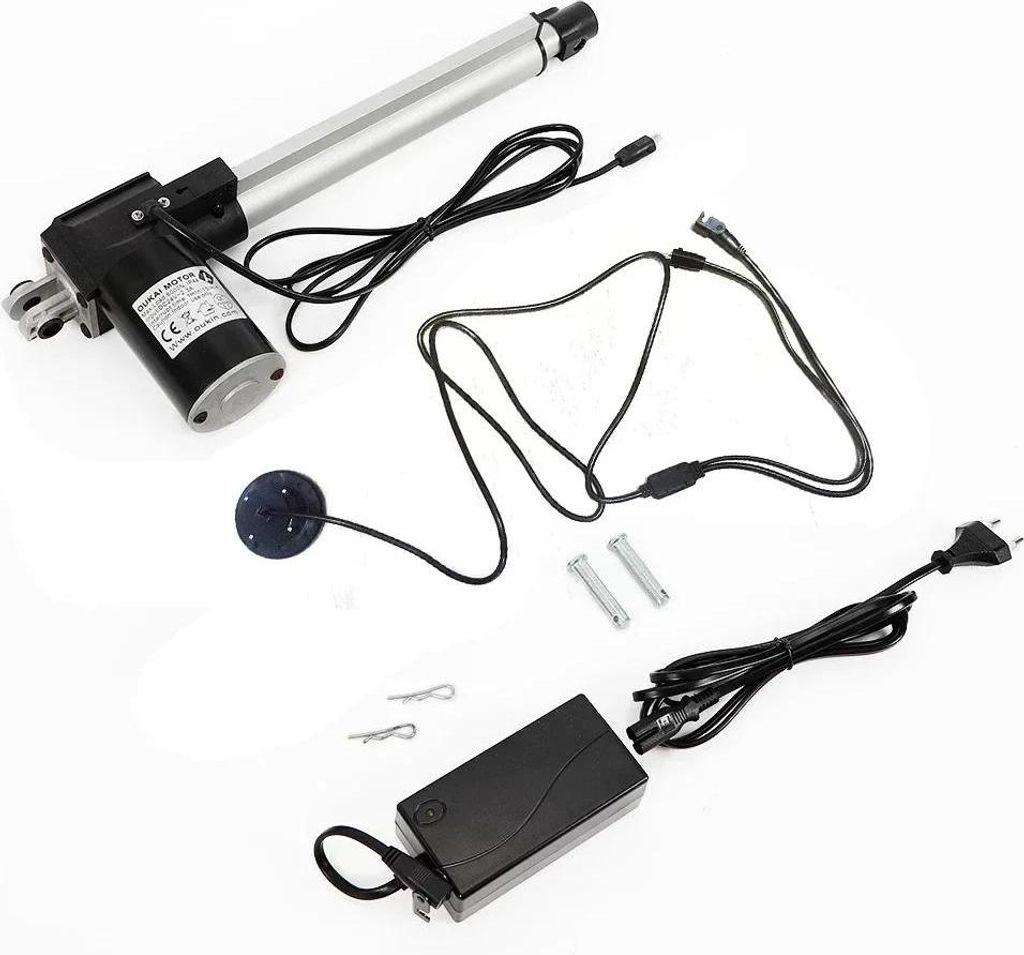 24 V DC Linearantrieb, Elektromotor für elektrische Stühle, 230 mm Hub, max. Hubkraft 600 kg, schwarz