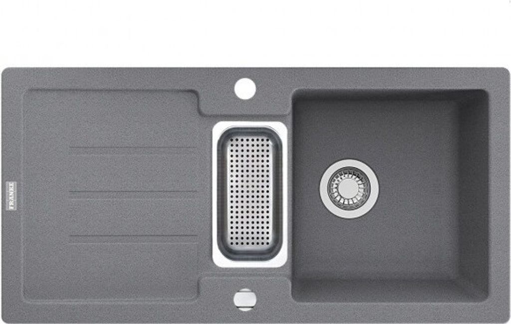 Franke STG 651-86 Einbau-Spüle reversibel Steingrau Siebkorb-Excenterventil Abtropfbecken