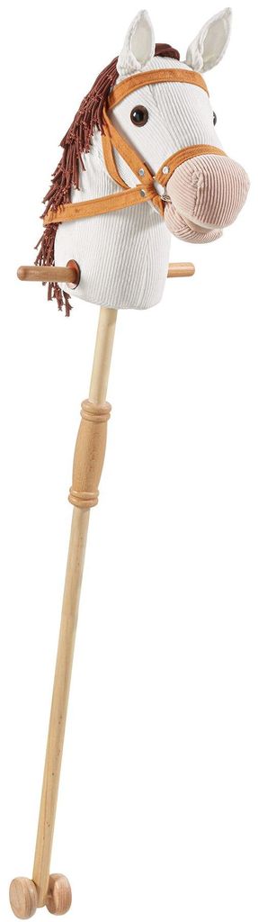 tectake Steckenpferd Cordstoff ab 24 Monaten mit Holzstab und Rollen 130 cm - Weiches Material für Kinder