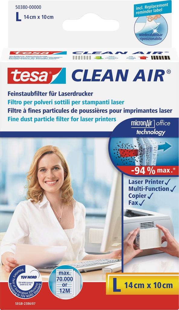filtr przeciwpyłowy tesa Clean Air do drukarek laserowych L Zdjęcie produktu 