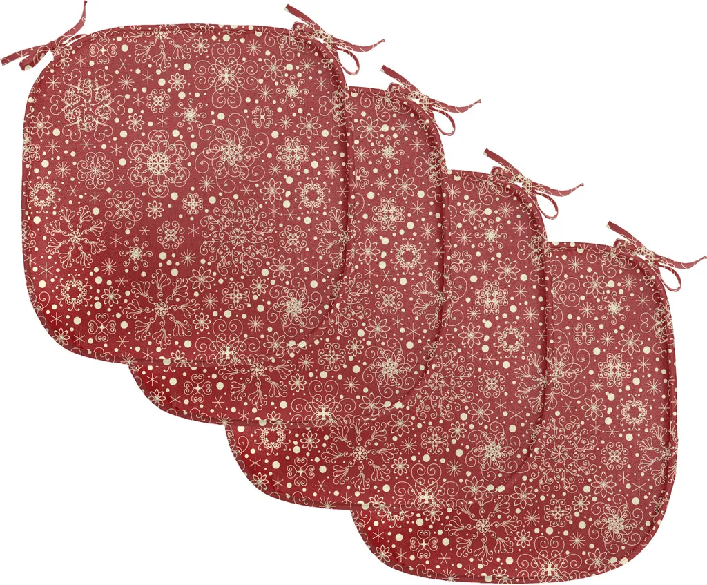Coussin de chaise ABAKUHAUS flocon de neige rouge lot de 4 pour salle à manger