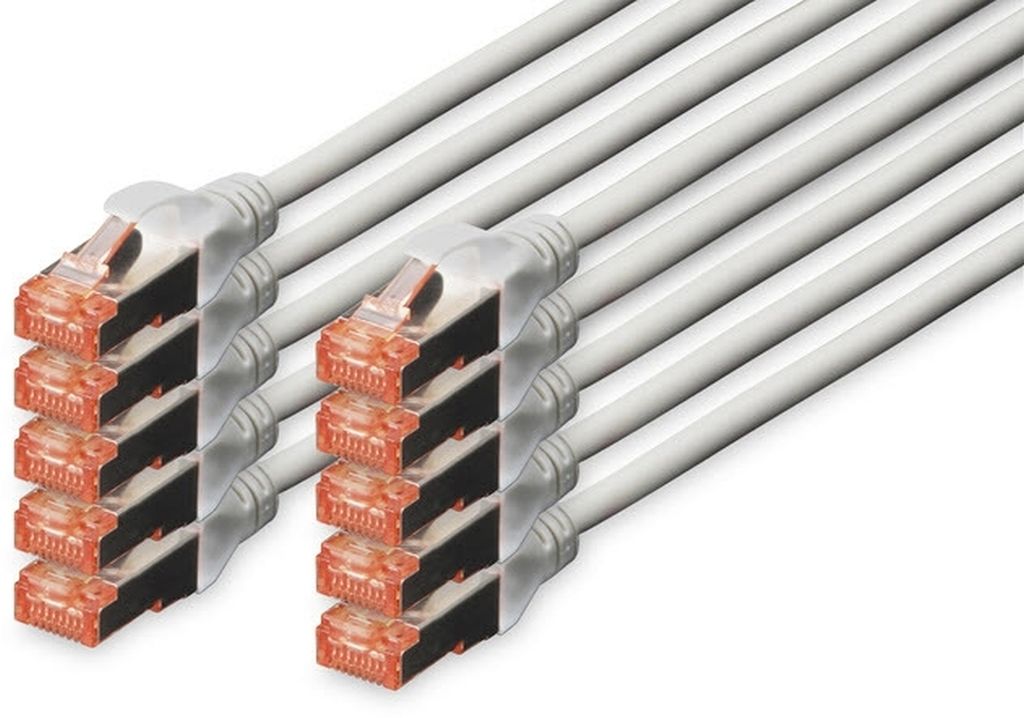 DIGITUS Patchkabel Kat. 6 S/FTP 3,0 m grau 10 Stück