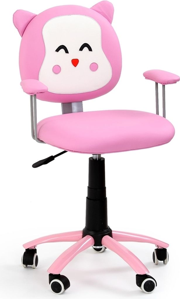 Halmar Kinderstuhl auf Rädern mit Armlehnen Kätzchen - rosa / weiß
