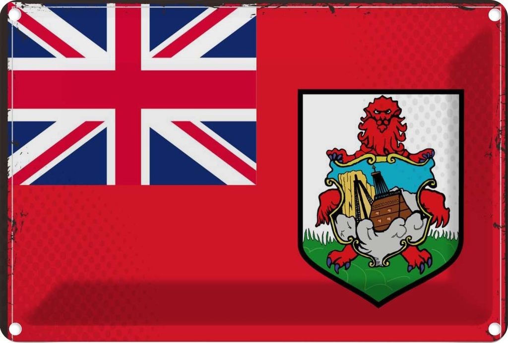 vianmo Blechschild 12x18 cm Bermudas Bermuda Flagge Fahne Wappen