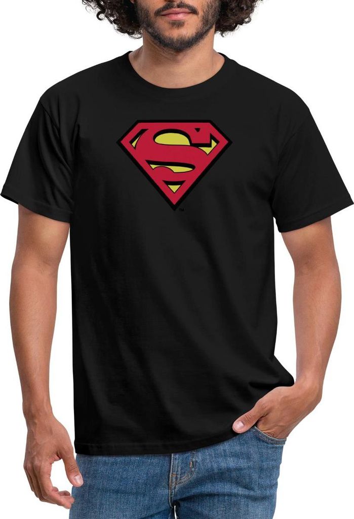 Spreadshirt DC Comics Superman Logo Original Karneval Männer T-Shirt, L, Schwarz