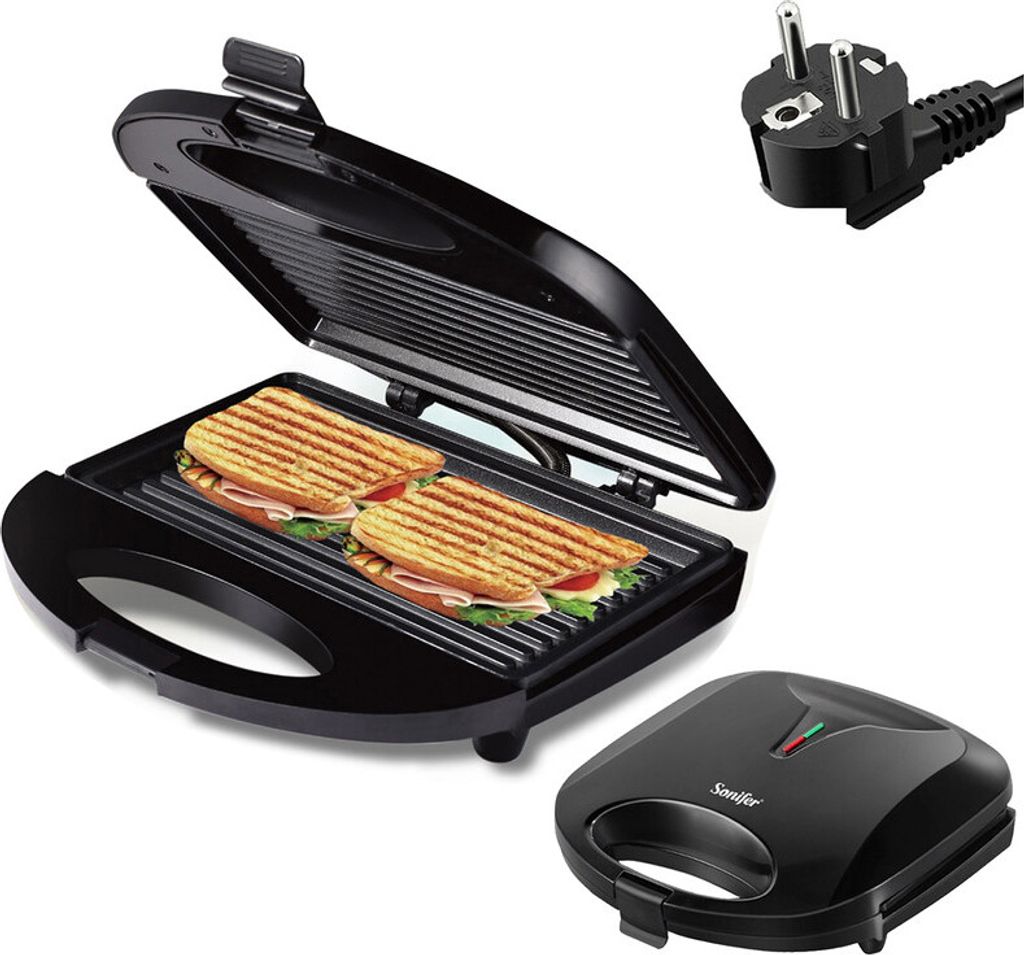 Sandwich Maker Panini Press Grill mit abnehmbarer Antihaftbeschichtung Thermostat Kontrollleuchte Cool Touch Griff Leicht zu reinigen