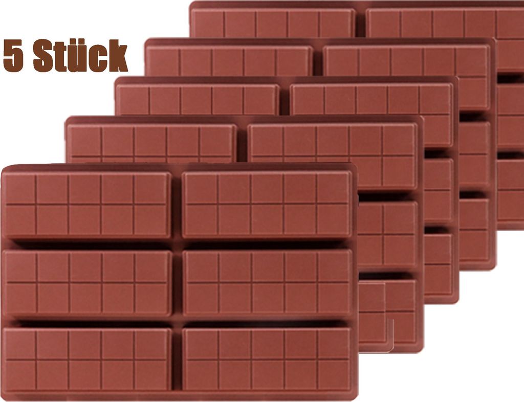 5 Stück,Schokoladenform Silikon Schokoladentafel Form Pralinenförmchen Schokolade Form für Schokolade Praline Süßigkeiten