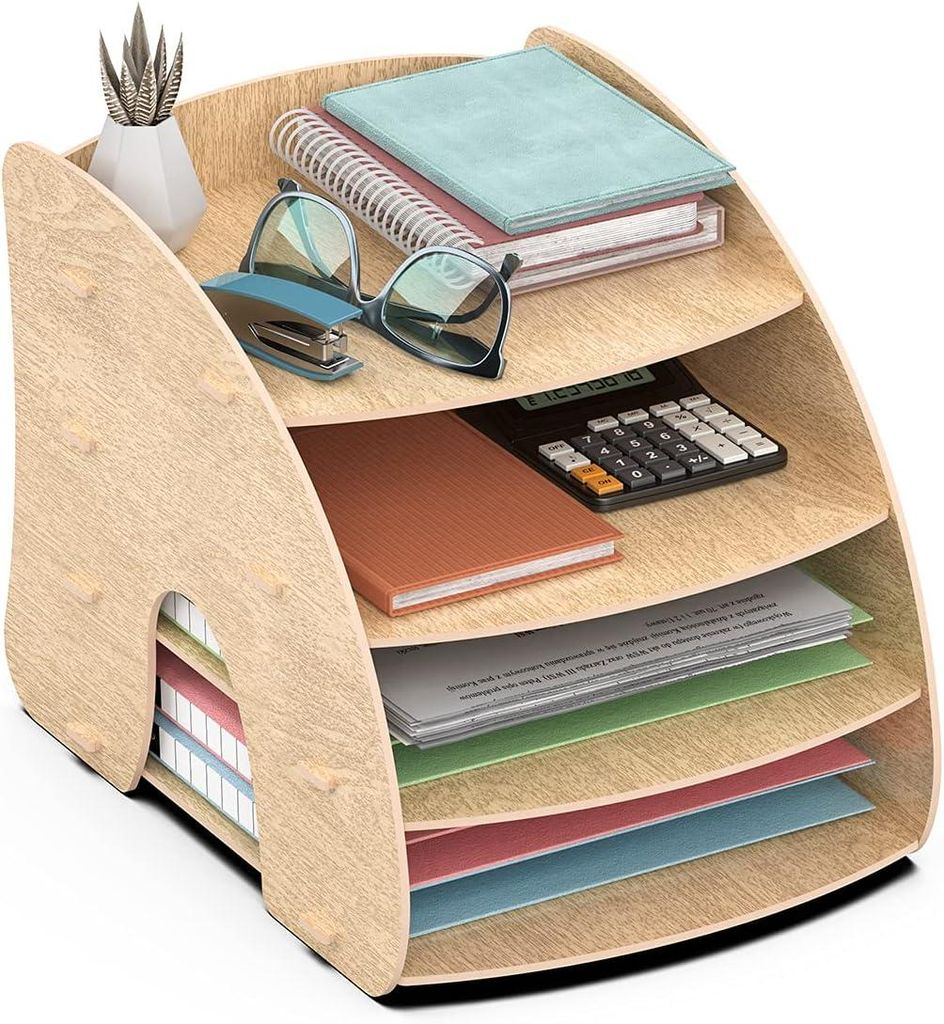 Lesfit Wooden Document Tray Office Organizer Schreibtisch Shelf -Dateien, Papier,