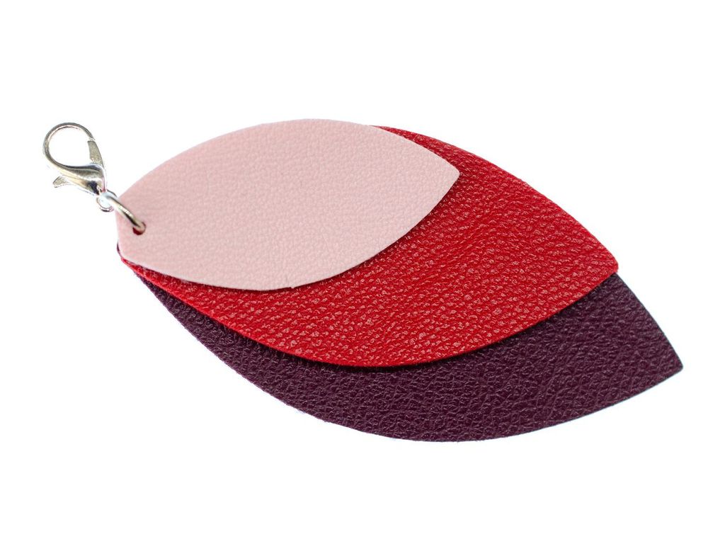 Kunstleder Blatt Charm Miniblings Anhänger Feder Natur Dreifarbig Herbst Rot