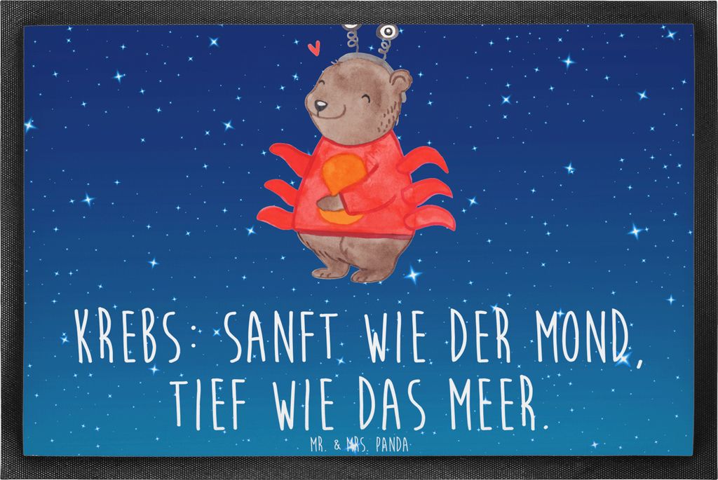 Mr. & Mrs. Panda fußmatte Krebs Astrologie 50 x 75 cm - Sternenhimmel Blau - Geschenk, Türvorleger, Sternzeichen, Fußabtreter, Schmutzfangmatte,...