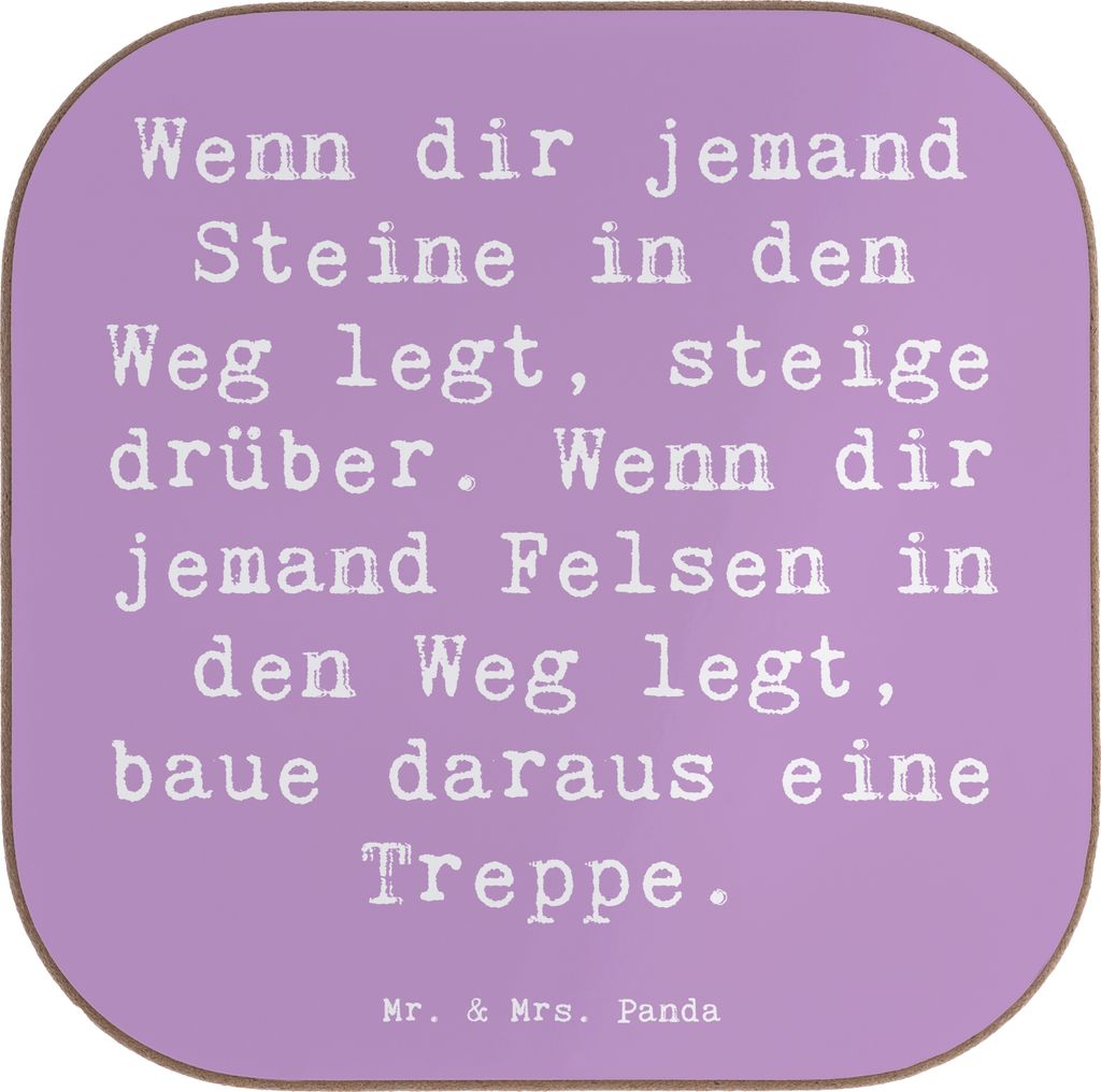 Mr. & Mrs. Panda Untersetzer für Gläser Spruch Stolpersteine im Alltag meistern - Lavendeltraum - Geschenk, Trost, Tischuntersetzer, Stärke, Ins...