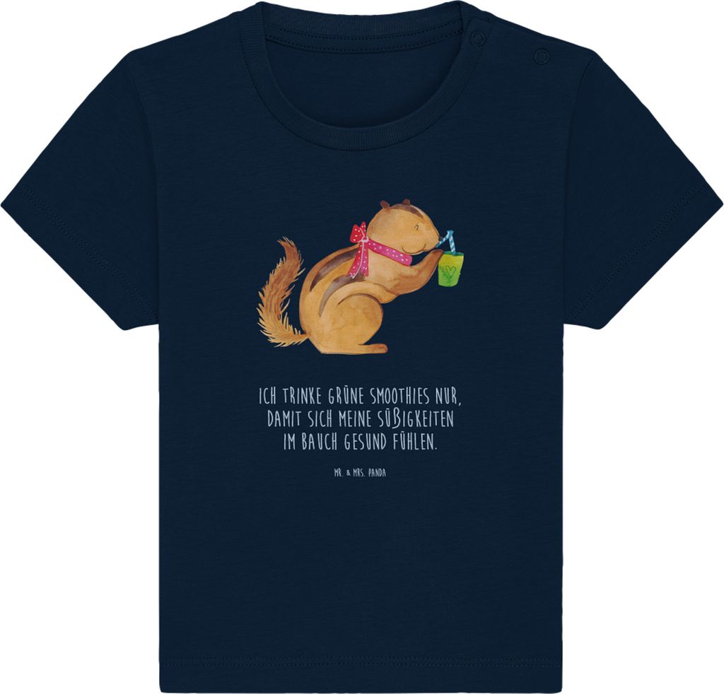 Mr. & Mrs. Panda Babyshirt Eichhörnchen Smoothie 0. - 6. Monat - French Navy - Geschenk, Baby Top, Diät, Abnehmen, Kinder, Shirt, Kleinkind T-Shi...