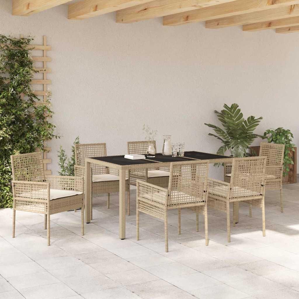 Maison Exclusive - Garten Essgruppe 7 pcs Beige Poly-Rattan