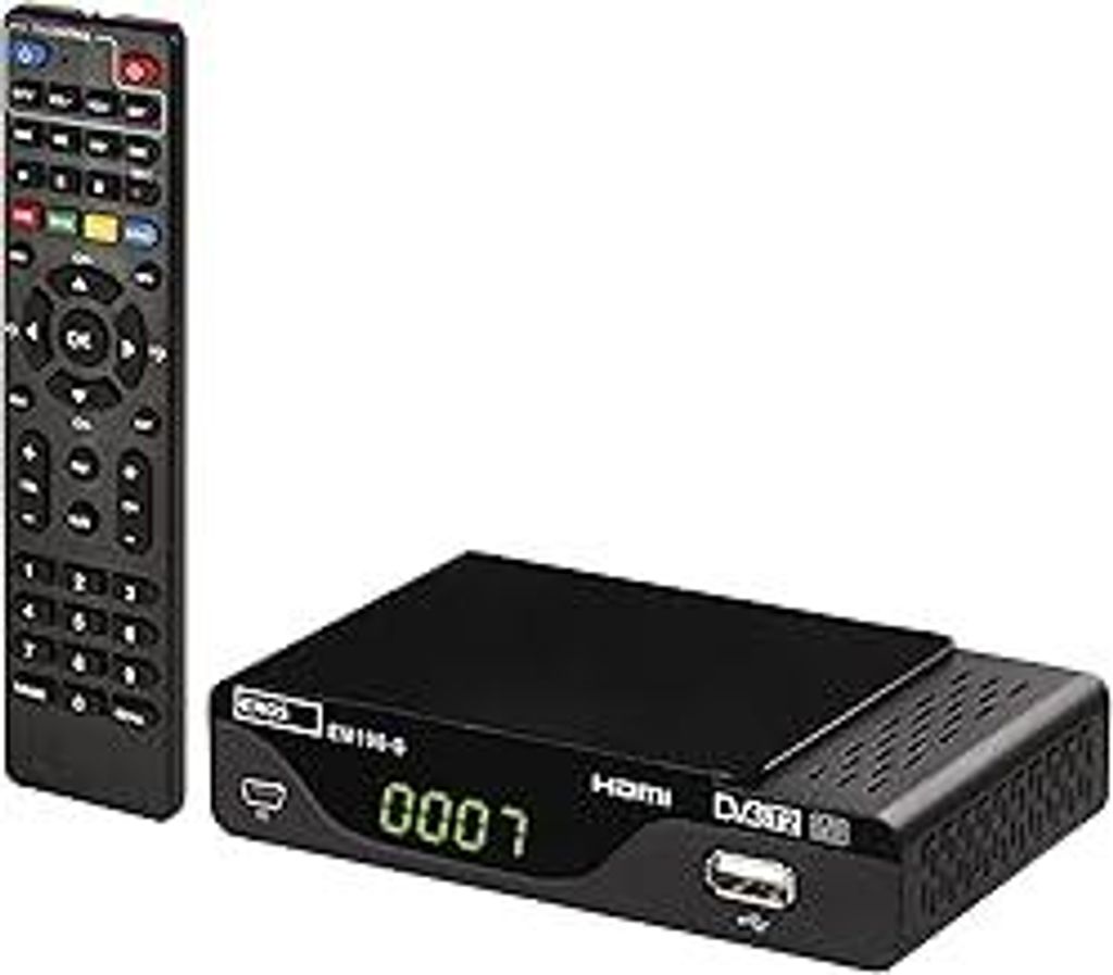EMOS DVB-T2 HD Receiver H.265 HEVC mit USB, HDMI, SCART und Koaxial-Anschluss, Fernbedienung und Infrarot-Sensor, PVR, Mediaplayer und EPG Funktion...