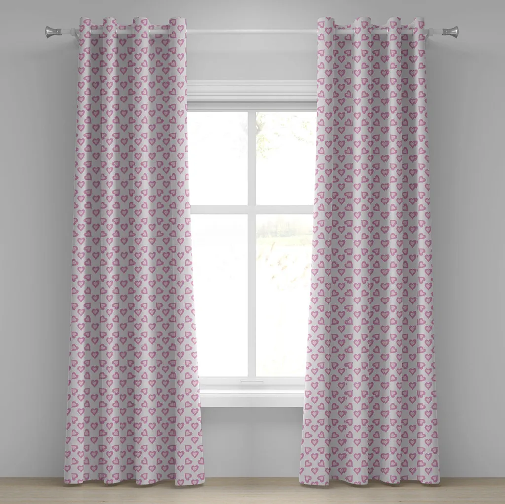 Rideau violet imprimé artistique 280 cm x 175 cm motifs Jeunes Cœurs