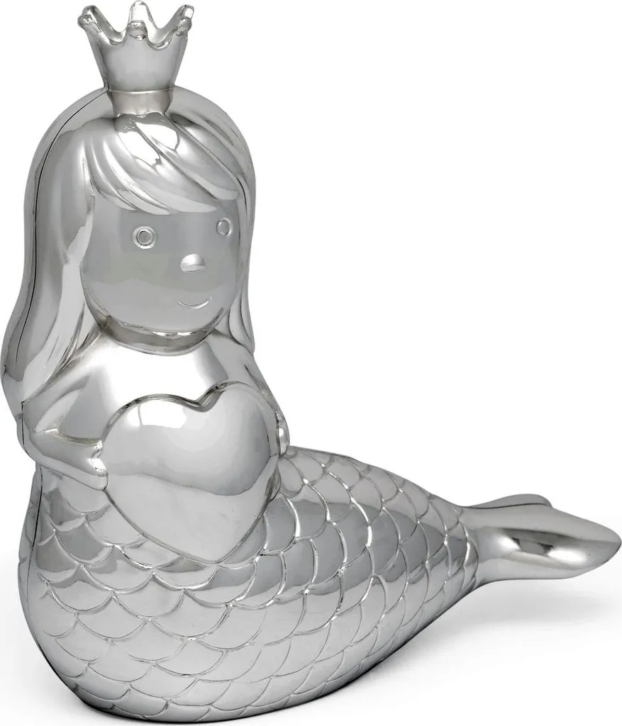 Tirelire Sirène Argentée Enfant ZV6180061 - Décoration Élégante 12cm