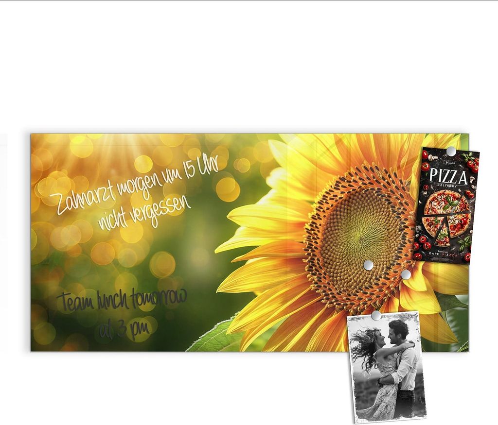 Magnettafel 100x50cm Pinnwand Whiteboard beschreibbar - Sonnenblume Blüte