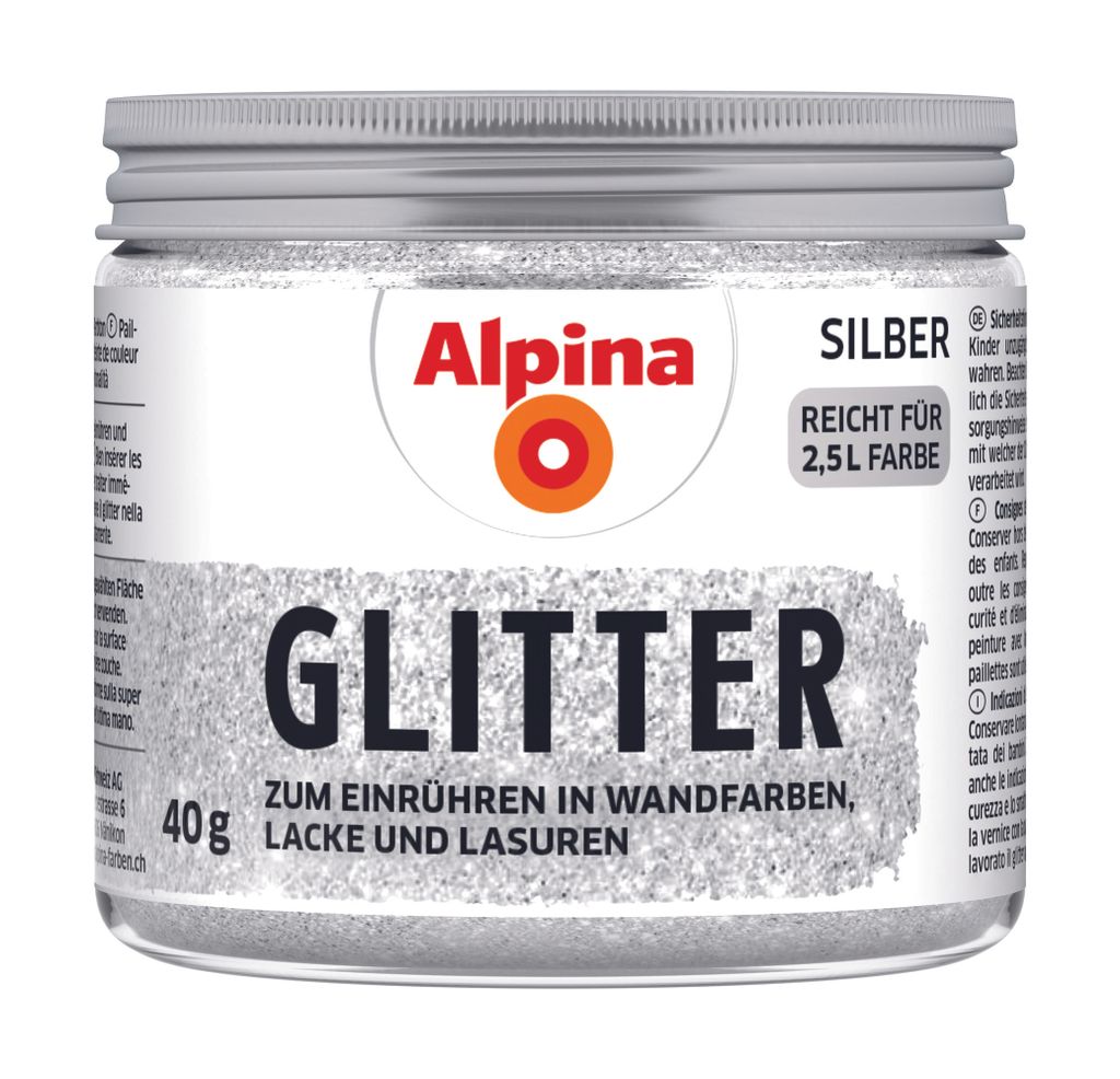 Alpina Kreativ Glitter Silber 40g Produktbild 
