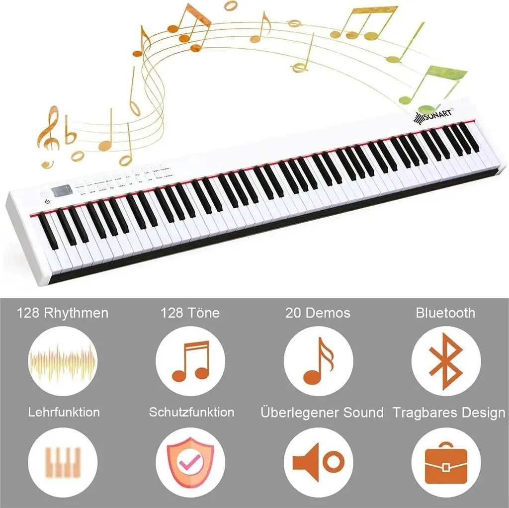 Clavier numérique 88 touches avec Bluetooth et 128 rythmes pour enfant