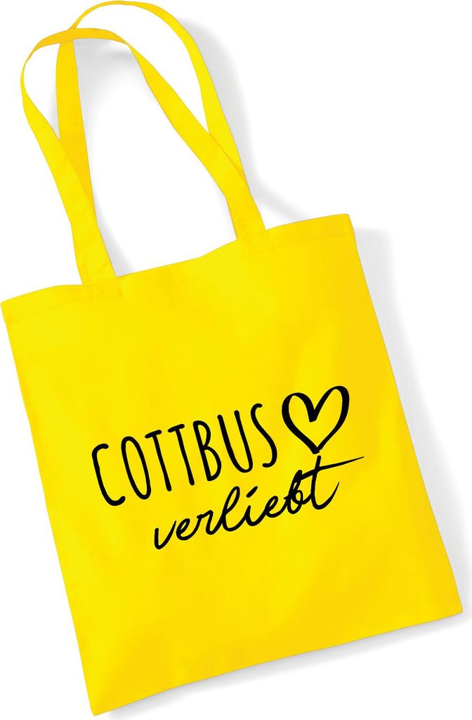 Huuraa Jutebeutel Cottbus verliebt 10 Liter Yellow Baumwolle Tasche Geschenkidee