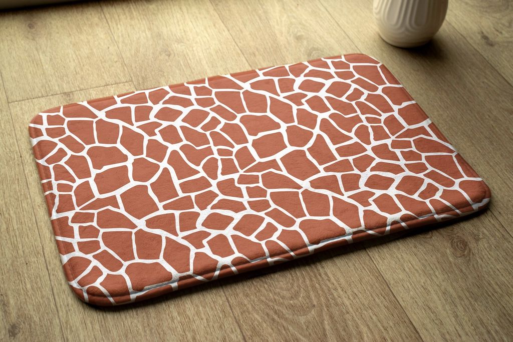 Badteppich Saugfähige - Badezimmer Teppich - Rutschfester Badvorleger Badematte - 90x60 cm - Giraffe Flecken