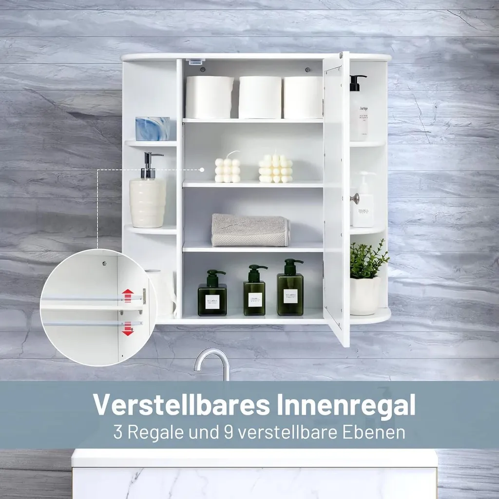 Armoire de toilette blanche en bois pour stopper le désordre en salle de bain