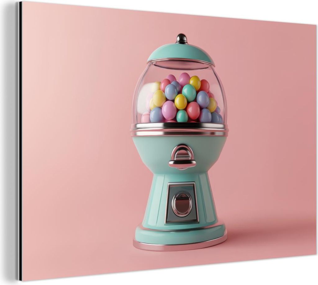 MuchoWow Wanddekoration Metall Metallbild Wandkunst 30x20 cm Kaugummi - Retro - Bonbon - Rosa MuchoWow Aluminium Gemälde - Aluminiumgemälder