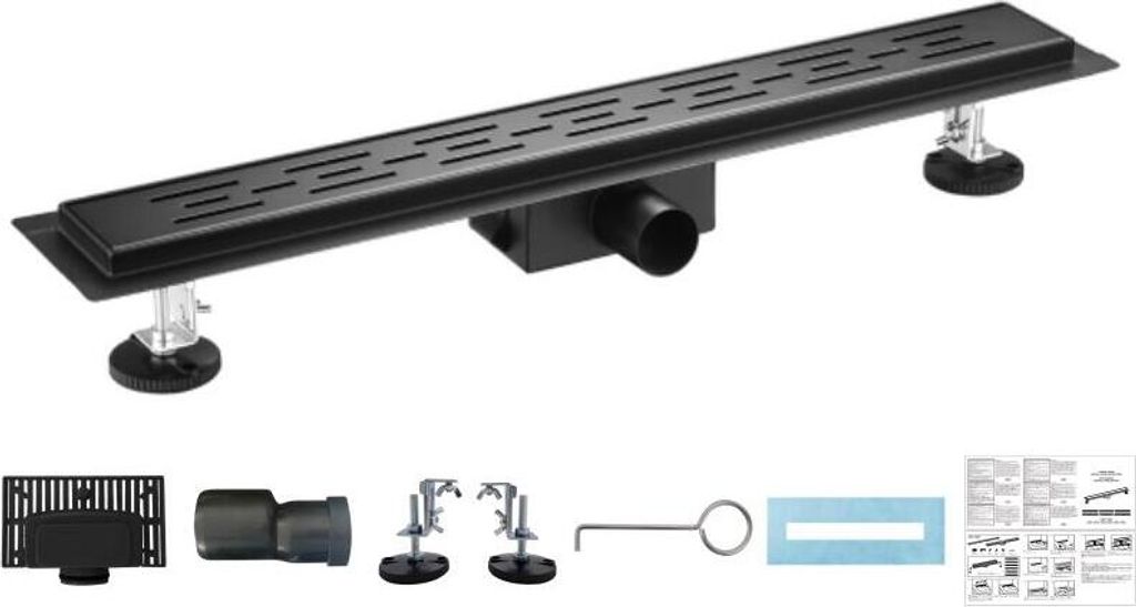 Bc-elec - 06-70-B Duschrinne 70cm aus Edelstahl black matt, sterfput Duschrinne, höhenverstellbar 98-142mm