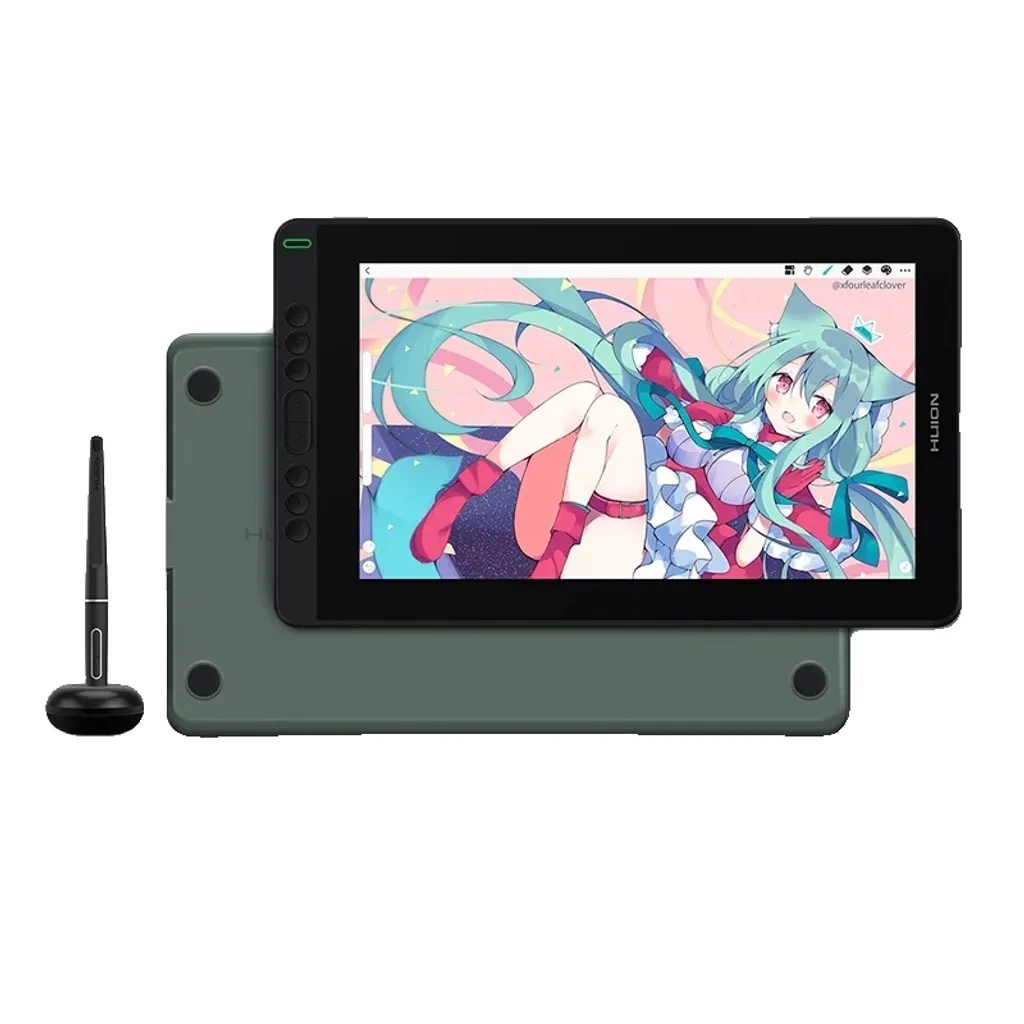 Tablette graphique sans parallaxe 13,3 pouces 120% sRGB verte et socle