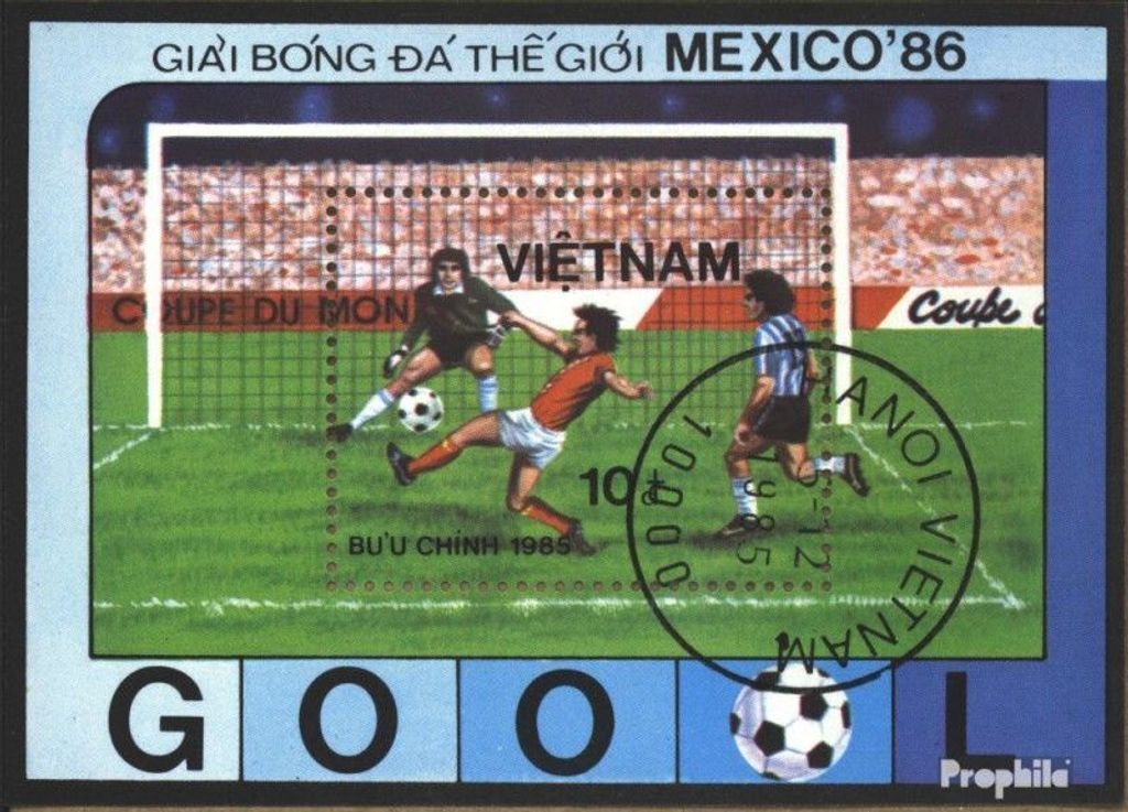 Briefmarken Vietnam 1985 Mi Block43 (kompl.Ausg.) gestempelt Fußballweltmeisterschaft 1986, Mexico