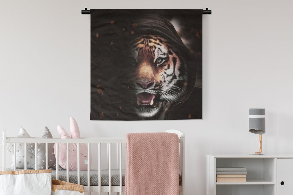 MuchoWow Wandteppich Wandbehang Tiger - Kleidung - Tiere 90x90 cm Tapisserie Dekoration Wandtuch - Wandaufhänger