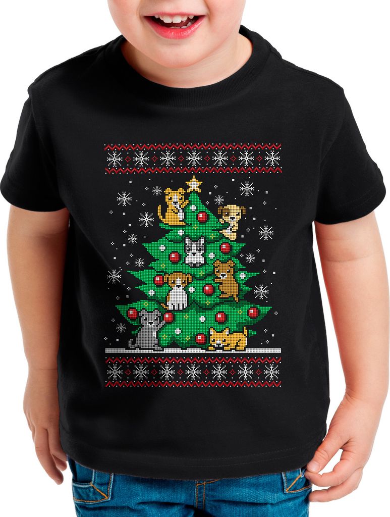 style3 Pawlidays Kinder T-Shirt xmas weihnachten weihnachtspullover pulli ugly sweater strick