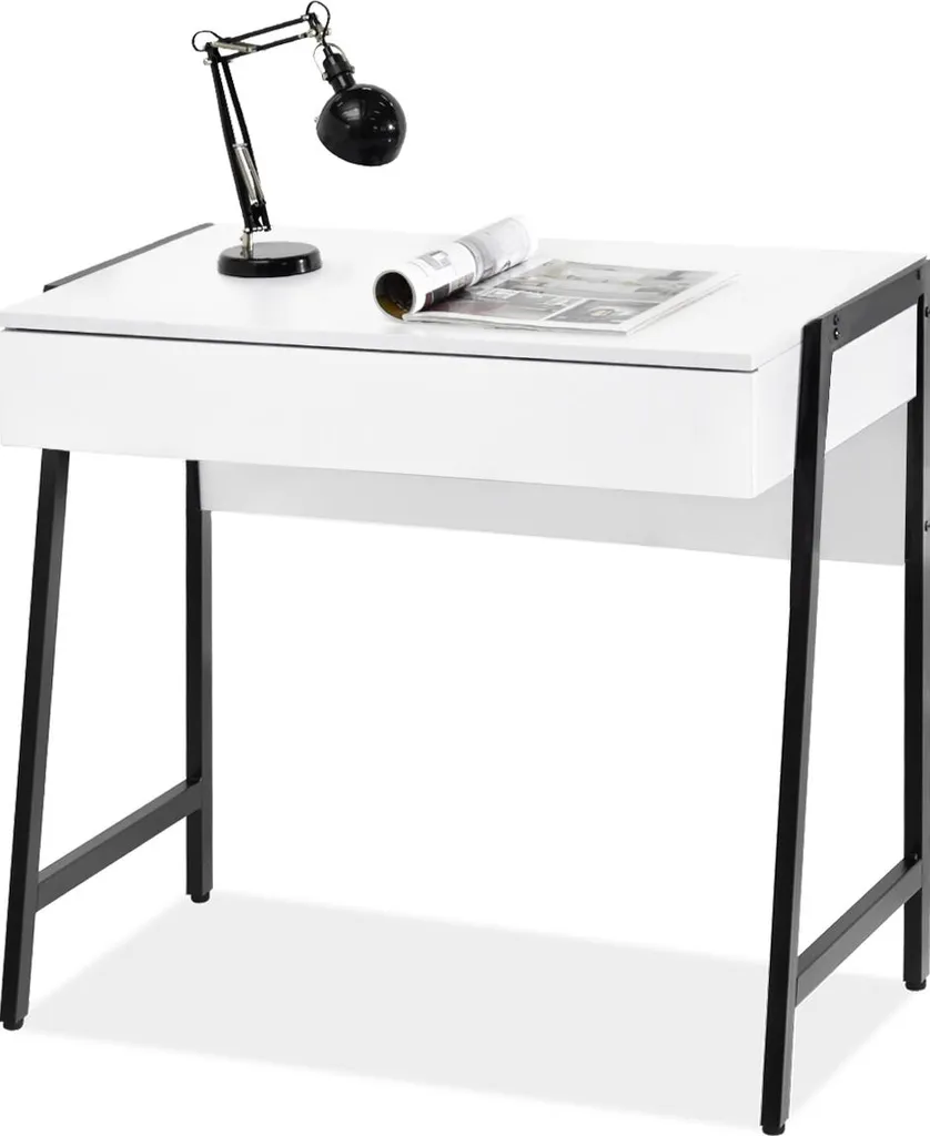 Scrivania Moderna ARGI con Cassetto - Design Minimal Nero e Bianco